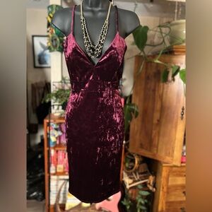 Bo·Bel Couture Velvet & Lace Back Dress – Bordeaux Wine • Zippered Lace Bodice S